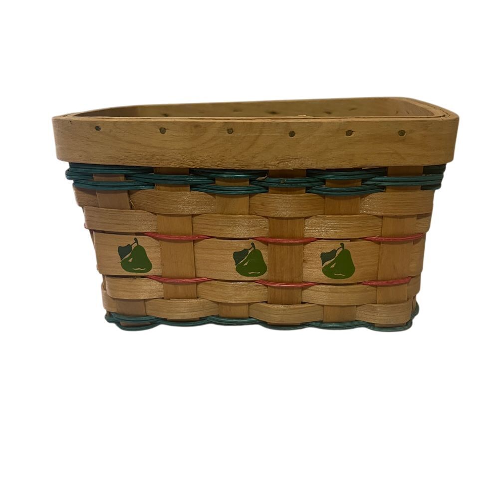 Vintage Handwoven Decorative Basket with Pear Design Woven Storage